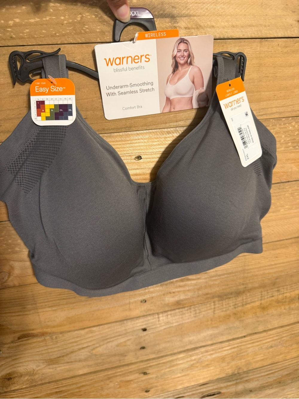 Warner's Blissful Benefits Wireless Comfort Bra - Gray